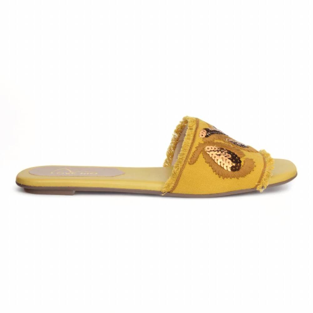 NEW LOVE RIO women's belle slide sandal in mustard